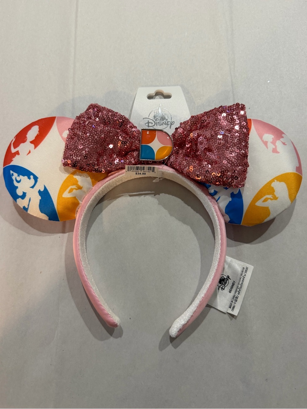 Disneyland Park Hotel Pink Sequin Bow Rainbow Character Silhouette Minnie Ears